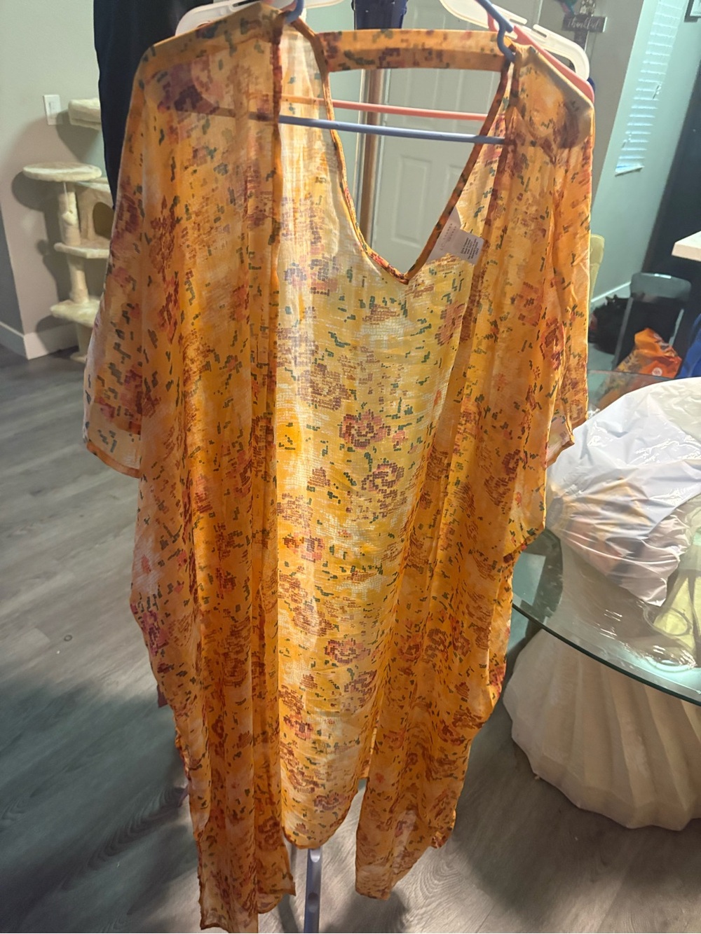 LC Lauren Conrad Yellow Floral Sheer Kimono